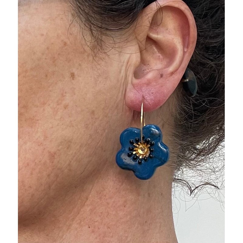 Boucles d'oreille créole artisanat - vue 2