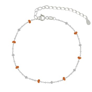 Bracelet Argent 925 Perles Émaillées et Perles Argent 925 - Petite Taille - Rouge Clair