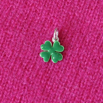 Pendentif Argent 925 Mini Trèfle Émaillé Vert