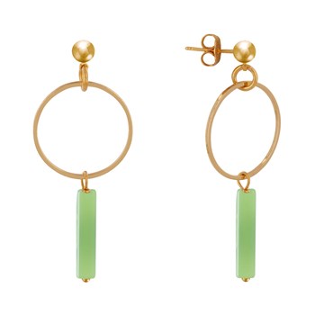 Boucles d'Oreilles Doré Cercle et Perle Rectangulaire Brillante
