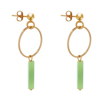 Boucles d'Oreilles Doré Cercle et Perle Rectangulaire Brillante