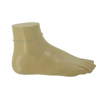 Bracelet de Cheville Argent 925 Perles Émaillées - Vert kaki