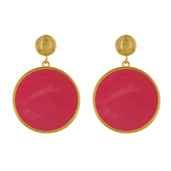 Boucles d'Oreilles Clous Métal Doré Cercle Coloré Translucide