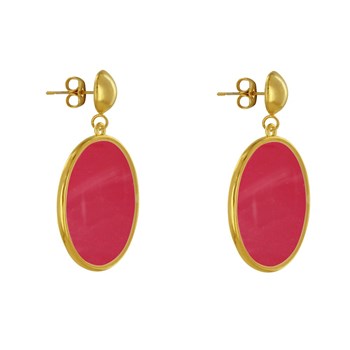 Boucles d'Oreilles Clous Métal Doré Cercle Coloré Translucide
