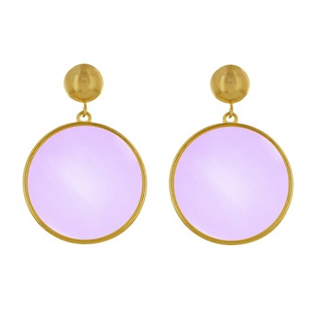 Boucles d'Oreilles Clous Métal Doré Cercle Coloré Translucide
