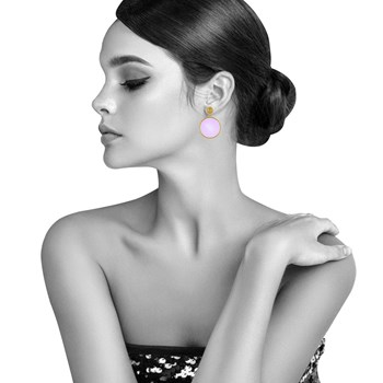 Boucles d'Oreilles Clous Métal Doré Cercle Coloré Translucide