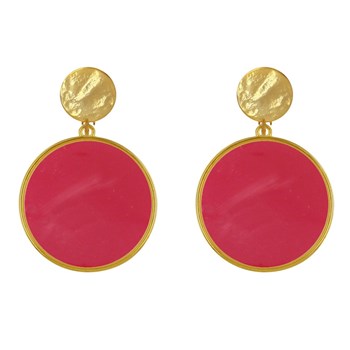 Boucles d'Oreilles Clip Métal Doré Cercle Coloré Translucide