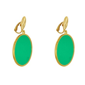 Boucles d'Oreilles Clip Métal Doré Cercle Coloré Translucide