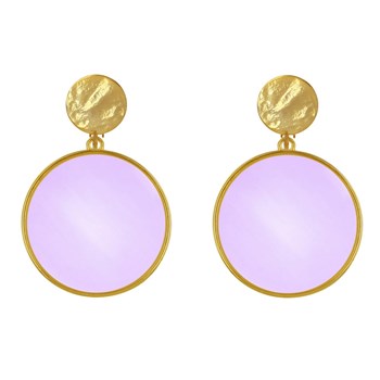Boucles d'Oreilles Clip Métal Doré Cercle Coloré Translucide