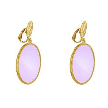 Boucles d'Oreilles Clip Métal Doré Cercle Coloré Translucide