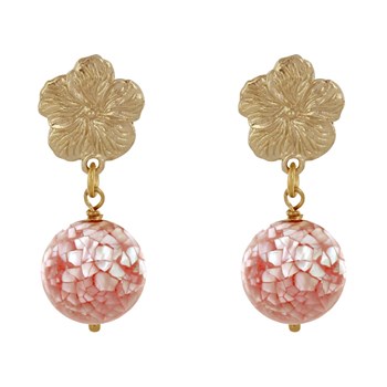 Bloem en facetgeslepen parelmoer metalen oorbellen