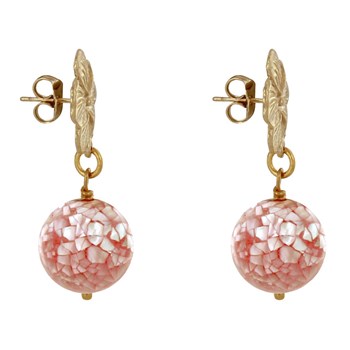 Bloem en facetgeslepen parelmoer metalen oorbellen