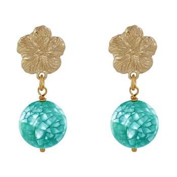 Bloem en facetgeslepen parelmoer metalen oorbellen