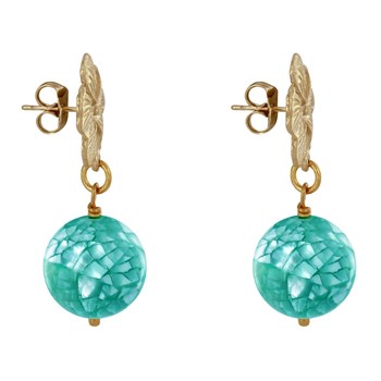 Bloem en facetgeslepen parelmoer metalen oorbellen