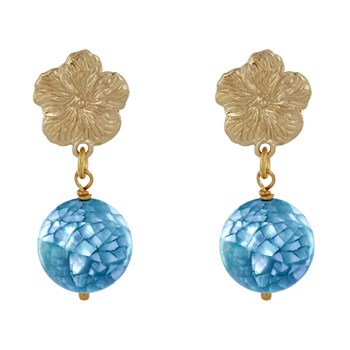 Bloem en facetgeslepen parelmoer metalen oorbellen