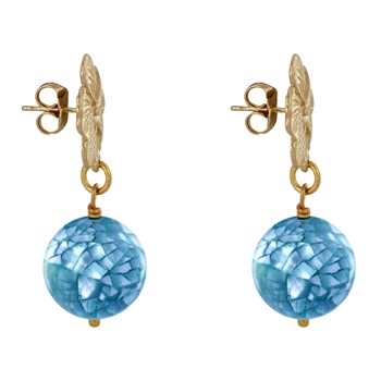 Bloem en facetgeslepen parelmoer metalen oorbellen