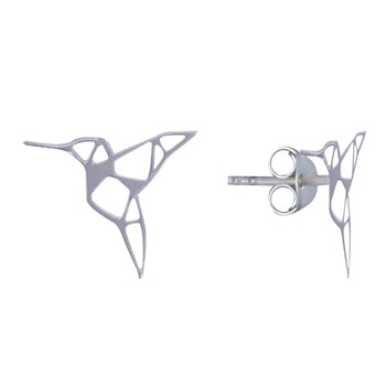 Boucles d'Oreilles Clous Argent 925 Colibri Ajouré