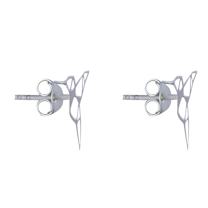 Boucles d'Oreilles Clous Argent 925 Colibri Ajouré - vue 3