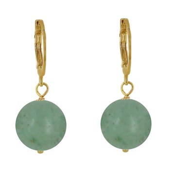 Boucles d'Oreilles Mini Créoles Plaqué Or et Perle d'Aventurine