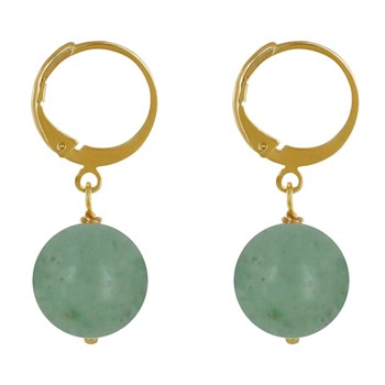 Boucles d'Oreilles Mini Créoles Plaqué Or et Perle d'Aventurine