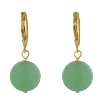 Boucles d'Oreilles Mini Créoles Plaqué Or et Perle d'Aventurine Dépolie