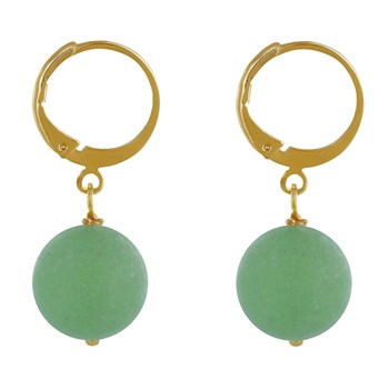 Boucles d'Oreilles Mini Créoles Plaqué Or et Perle d'Aventurine Dépolie