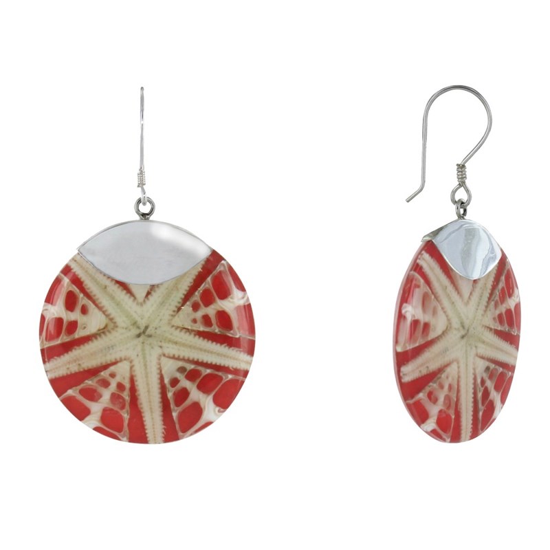 Boucles d'Oreilles Argent 925 Disque Etoile de Mer