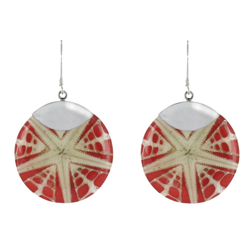 Boucles d'Oreilles Argent 925 Disque Etoile de Mer - vue 2