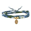 Bracelet Double Tour Lien Liberty et Petite Médaille Vierge Miraculeuse Plaqué Or - Bleu - vue V1