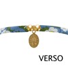 Bracelet Double Tour Lien Liberty et Petite Médaille Vierge Miraculeuse Plaqué Or - Bleu - vue V2