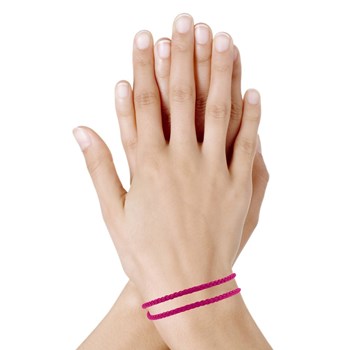 Bracelet Femme Double Tour Cuir Tréssé Rond pour Poignet de 18cm - Fuchsia