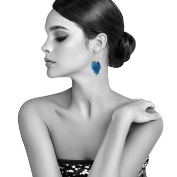 Boucles d'Oreilles Créoles en Acier Pétales en Bois