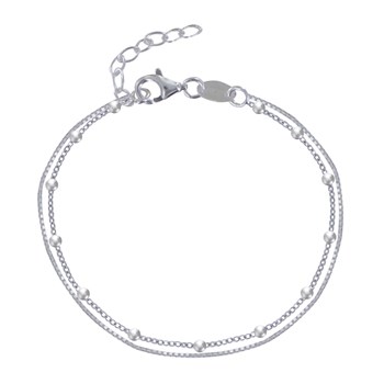 Bracelet Argent 925 Double Chaines Vénitienne et Billes