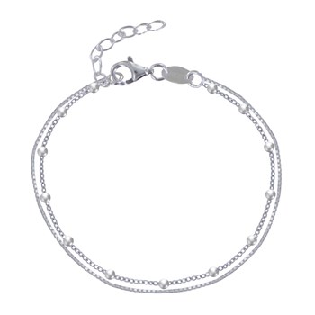 Bracelet Argent Double Chaines Vénitienne et Billes