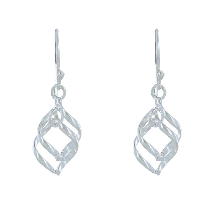 Boucles d'Oreilles Argent 925 Losanges Entrelacés - vue 2