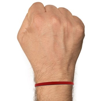 Bracelet Homme Cuir Simple Fermoir Acier Inoxydable - 19cm - Rouge