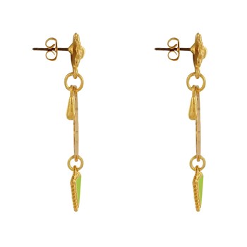 Boucles d'Oreilles Laiton Doré Cercle Goutte et Triangle Émaillé