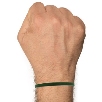 Bracelet Homme Cuir Simple Fermoir Acier Inoxydable - 19cm - Vert Foncé