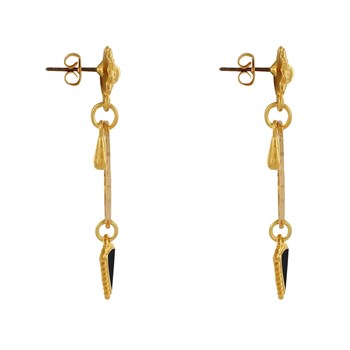 Boucles d'Oreilles Laiton Doré Cercle Goutte et Triangle Émaillé