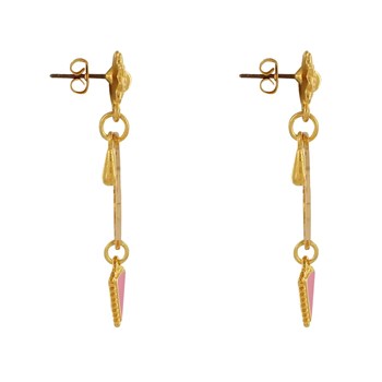 Boucles d'Oreilles Laiton Doré Cercle Goutte et Triangle Émaillé