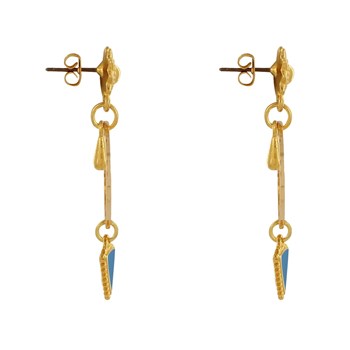 Boucles d'Oreilles Laiton Doré Cercle Goutte et Triangle Émaillé
