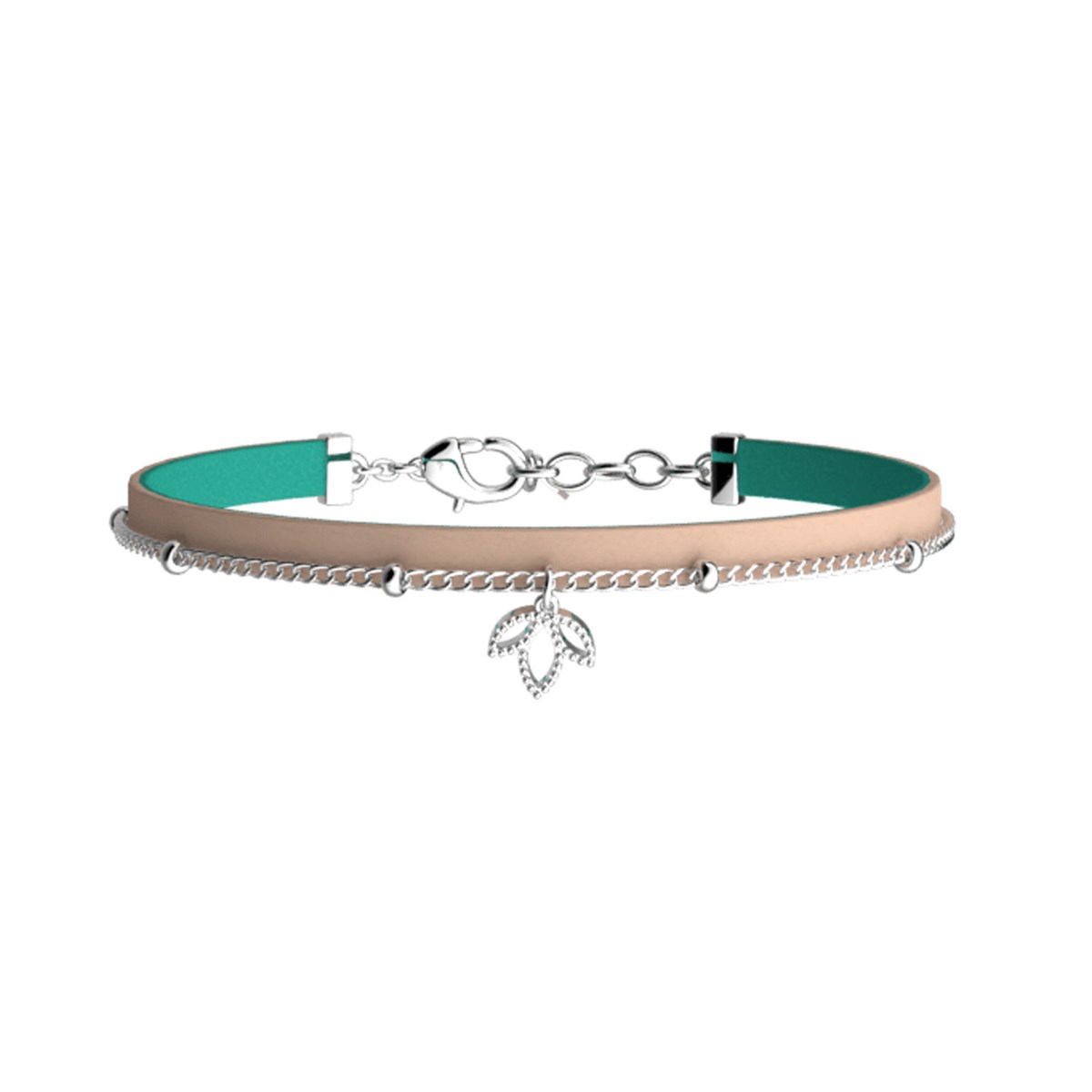 Bracelet Les Cadettes Lotus argenté
cuir rose nude et turquoise aquatic