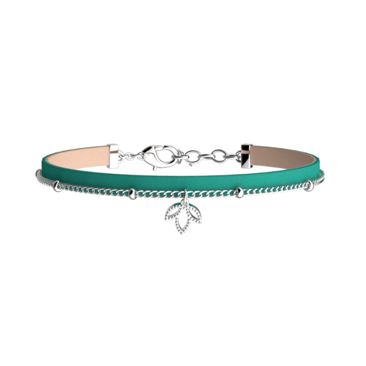 Bracelet Les Cadettes Lotus argenté
cuir rose nude et turquoise aquatic - vue 2
