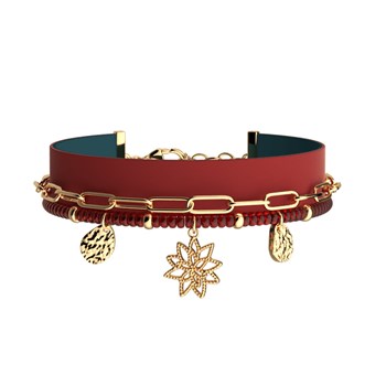 Bracelet Les Cadettes multirangs Nénuphar
cuir bleu pétrole et framboise
