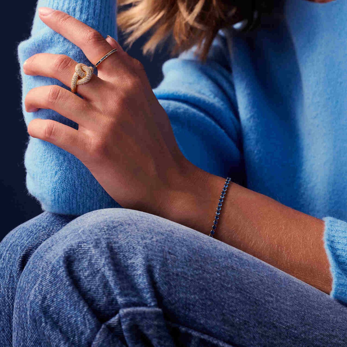 Bracelet SIF JAKOBS ELLERA GRANDE_x000D_
rivière oxydes de zirconium bleu - vue 2