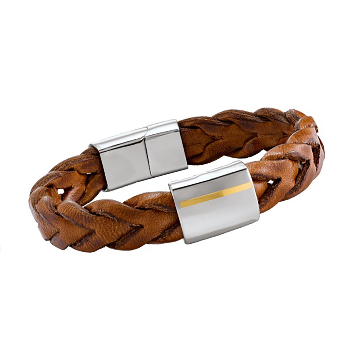 Bracelet Jourdan Artemis Acier Cuir marron_x000D_
Bande Or 750/1000