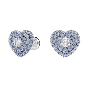Boucles d'oreilles Swarovski Hyperbola coeur bleu