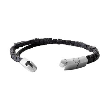 Bracelet homme Brillaxis cuir noir pierre de lave
21 cm
