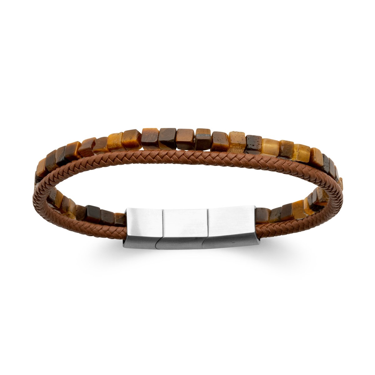 Bracelet homme Brillaxis cuir marron oeil de tigre
21 cm
