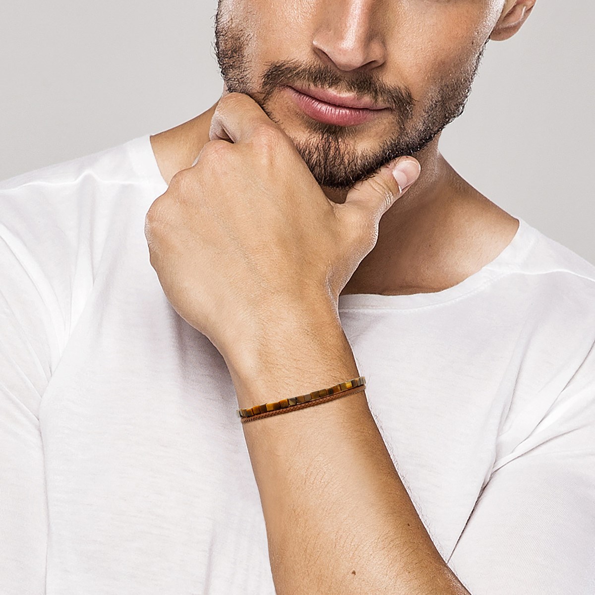 Bracelet homme Brillaxis cuir marron oeil de tigre
21 cm - vue 2